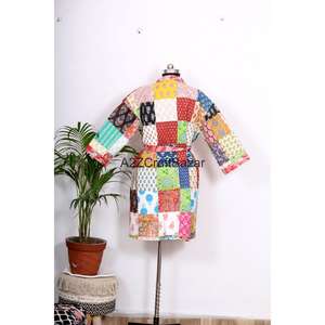 Bata Kimono Kantha con Estampado Floral para Mujer, Ropa de Dormir Bohemia para Invierno o Playa, con Cinturón, Pantalones Cortos Suaves y Transpirables - Product Image 6