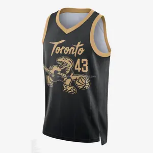 Terbaru Fashion pria Basket jersey hitam dan emas bola Basket sublimasi atasan dan kemeja bola Basket cepat kering