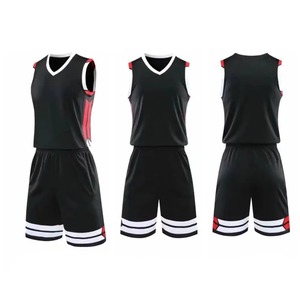 <b>White</b> V-Neck Sleeveless Basketball Jersey Set With <b>Blue</b> Red <b>Stripes</b> Moisture Wicking Unisex Adult Team Apparel - Product Image 5