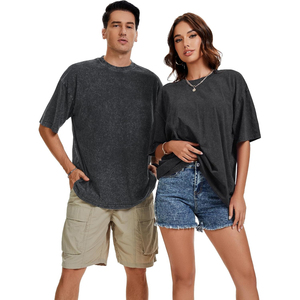 Camiseta Premium de Moda Urbana con Lavado Ácido, Estampado Gráfico Digital, Oversize, de Algodón, Informal, de Fábrica - Product Image 3