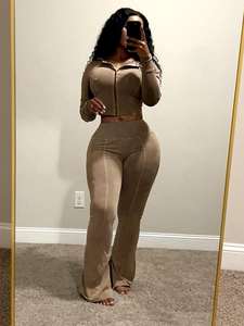 Conjunto de Pantalones Casuales de Dos Piezas para Mujer 2024, Pantalones Anchos con Capucha, Cuello en V, Corte Ajustado, para Uso Diario - Product Image 6