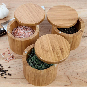 Juego de Recipientes de Madera Clásicos para Almacenamiento de Cocina, Frascos de Bambú para Sal, Pimienta y Especias, Diseño Clásico Sostenible para Condimentos - Product Image 1
