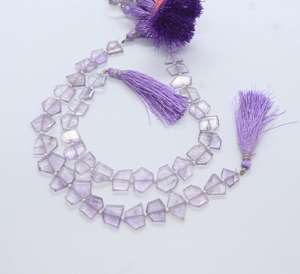 ลูกปัดอเมทิสต์สีชมพูทรงเหลี่ยมแบนแฟนซี ขนาด 11-13 มม. แบบแบนทั้งสองด้าน ลูกปัดพลอยอเมทิสต์ธรรมชาติสีชมพู 8 นิ้ว - Product Image 6