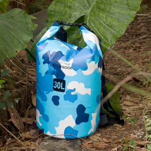 Sac étanche de haute qualité pour activités de plein air, 40L, camouflage bleu, matériau PU, avec bandoulière réglable - Product Image 5