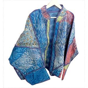 Veste Kantha en coton 400g respirante, écologique, à séchage rapide, imprimée, col mandarin, manches longues, pour femme, collection automne - Product Image 3