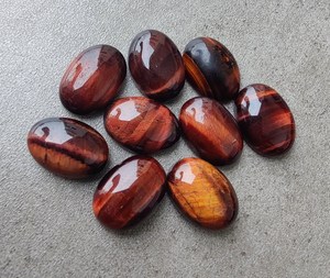 Cabochon Œil de Tigre Rouge A+++ : Pierres précieuses ovales à dos plat, parfaites pour la bijouterie, tailles variées, pierres précieuses en vrac, polies à la main, naturelles - Product Image 3