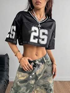 Top Corto de Malla para Mujer, Estampado por Sublimación Personalizado, Estilo Urbano con Número, Transpirable, Ajuste Holgado, Jersey de Moda - Product Image 3