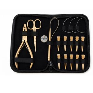 Kit d'outils pour extensions de cheveux avec pinces, ciseaux, clips et aiguille, ensemble portable - Product Image 4