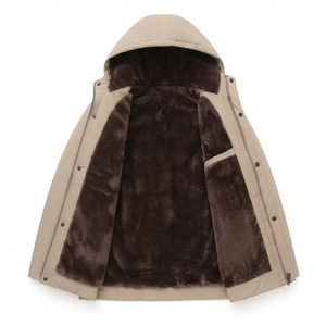 Veste d'hiver longue et épaisse pour homme, durable, avec broderie, fermeture éclair intégrale et plusieurs poches fonctionnelles - Product Image 4