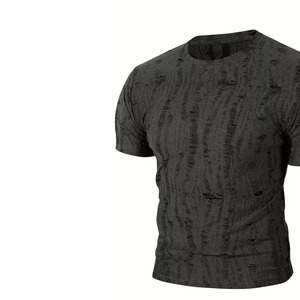 เสื้อยืดสไตล์สตรีทแวร์ คอโอ แขนสั้น ผ้าฝ้าย 100% น้ำหนักเบา ใส่สบายสำหรับฤดูร้อน ดีไซน์ขาดๆ แบบวินเทจ รับผลิตตามแบบ (OEM) ลดราคา ป้องกันรังสียูวี - Product Image 3