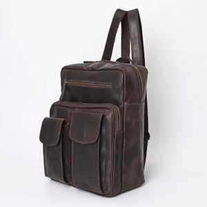 Vintage Style Genuine Leather <b>Backpack</b> Large Capacity Travel and School <b>Backpack</b> - Product Image 4