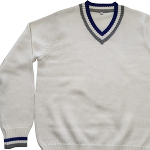 WIDE GREEK HOUSE Cardigan tricoté pour homme, bleu et blanc, à manches longues, boutons recouverts, motif uni, col en V, en Laine/Acrylique, pour l'hiver - Product Image 5