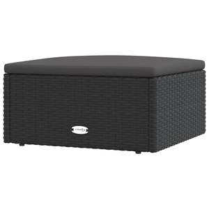 Poggiapiedi Patio in Poly Rattan nero con cuscino elegante accessorio per mobili - Product Image 2