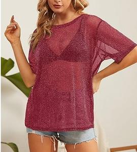 T-shirt en polyester à coupe classique, manches courtes en mesh transparent, respirant, pour yoga et entraînement, avec logo personnalisé, t-shirt en mesh à demi-manches - Product Image 2