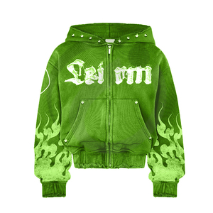 Sudadera con capucha de algodón 100% de 400 GSM con hombros caídos, efecto desgastado, parche bordado personalizado y lavado ácido. - Product Image 4