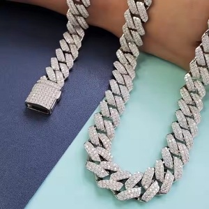 Moissanite Stones Prong <b>Cuban</b> <b>Link</b> <b>Chain</b> Necklace Solid 925 Sterling <b>Silver</b> Gold Rhodium Finish PASSES DIAMOND Tester Gift - Product Image 4