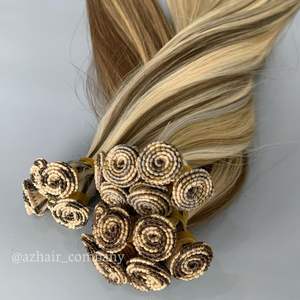 Trame nouée à la main super doublement étirée expédition rapide via UPS DHL FedEx prix de gros pour les extensions de cheveux humains colorés - Product Image 3