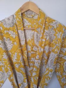 Kimono Artesanal con Estampado a Bloque, 100% Algodón, Ropa de Dormir Larga, Fabricante Mayorista, Manga Larga, Bolsillos, Obra Maestra - Product Image 2