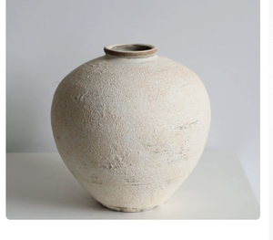 Vase de table en céramique blanche, style rustique, pour fleurs, rond, décoratif, pour salon, mariage - Product Image 1