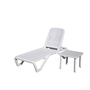 Chaise longue d'extérieur réglable en plastique blanc Chaise longue de piscine Chaise longue de bronzage Table au bord de la piscine Chaise longue de pelouse pour piscine de plage - Product Image 1