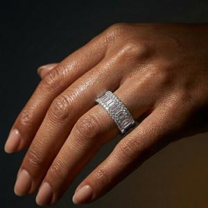 Hong Kong Supplier Jewelry Precious Best Quality White Gold Natural Diamond Pave Setting Cluster Rings Band for Women - Product Image 3