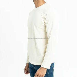 Camiseta 100% algodón para hombre, corte holgado, cuello redondo, camisetas de algodón de primera calidad, manga larga para hombre - Product Image 2