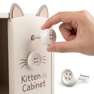 Boutons de meuble ronds en plastique blanc avec fixation par vis pour poignée de meuble de cuisine, design minimaliste, installation facile - Product Image 4
