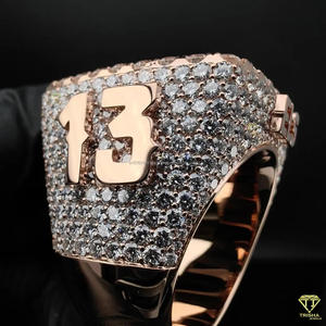 Lab Grown Diamond Custom <b>Initial</b> JT Championship <b>Ring</b> Rose Gold Iced Out Signet <b>Ring</b> Luxury Hip Hop Men's Statement <b>Ring</b> - Product Image 3