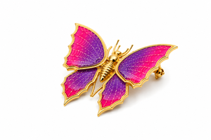 Broche de Mariposa Chapado en Oro con Alas de Esmalte Rosa y Morado, Pin de Moda Unisex, Joyería, Regalo - Product Image 3