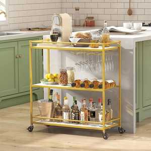 3-Tier Industrial Wine Rack Table Large Capacity Liquor Cabinet <b>Serving</b> Cart with Wine Glass Holder for Dining Room Decor - Product Image 5