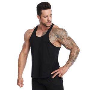 <b>Men</b> Tank Tops Fitness Singlet Solid Color Breathable Knitted O-Neck Tank Top Casual Wear <b>Black</b> Bodybuilding Workout - Product Image 1