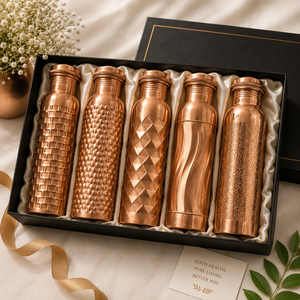 Hammered 100% Pure Copper <b>bottle</b> Hand-made Eco-Friendly Dishwasher Safe <b>Bottle</b> 2 Glass Set Gift Set Leak Proof Ayurvedic Purity - Product Image 4