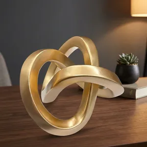 Escultura Geométrica Moderna Dorada, Adorno Decorativo para el Hogar, para Mesa de Sala de Estar, Estante, Oficina y Decoración Interior Contemporánea - Product Image 5