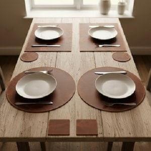 <b>Rectangle</b> Double-Sided Different Colors Leather <b>Placemats</b> with Logo Handmade Customization Eco-Friendly Adjustable Luxury Design - Product Image 5