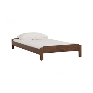 Modern <b>Solid</b> <b>Wood</b> <b>Single</b> <b>Bed</b> Frame Wooden Bedstead Brown Finish Bedroom Furniture Custom Size - Product Image 1