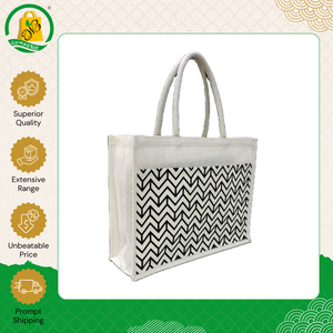 กระเป๋าช้อปปิ้งผ้ากระสอบพิมพ์ลายไหมพรมลายเรขาคณิตภายนอกแบบนุ่มสบายพร้อมหูหิ้วและกระเป๋าเสริมด้านนอก ดีไซน์หรูหรา เป็นมิตรกับสิ่งแวดล้อม - Product Image 4