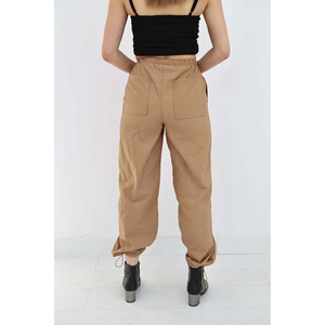 Pantalones Cargo de Mujer, Cintura Alta, Elásticos, Largos, Holgados, de Color Sólido, Lona 100% Algodón, Estilo Casual, para Primavera - Product Image 2