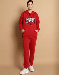 Ensemble de survêtement slim pour femme : sweat à capuche athlétique et pantalon de jogging à jambe étroite, extensible et confortable, design personnalisé - Product Image 1