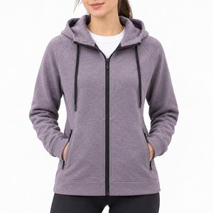 Women's Full Zip Hooded Sports Jacket Fleece <b>Workout</b> <b>Hoodie</b> Jacket Custom Logo Running Yoga Fitness Activewear OEM Wholesale - Product Image 1