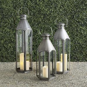 Decoración para el Hogar, Portavelas de Metal Gris Antiguo, Farol para Decoración de Exteriores - Product Image 1