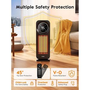 Stufa Elettrica 1500W a Riscaldamento Rapido con Pannello Touch, Luce Notturna Silenziosa, 5 Modalità e Telecomando per Uso Interno - Product Image 3