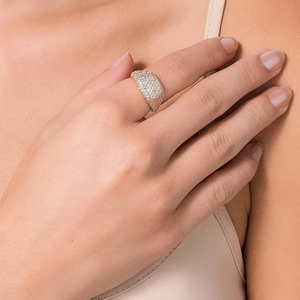 10K Gold Plated Cocktail <b>Ring</b> With Micro Pave Cubic Zirconia <b>For</b> Women's Wedding Engagement Glam Style Jewelry - Product Image 4