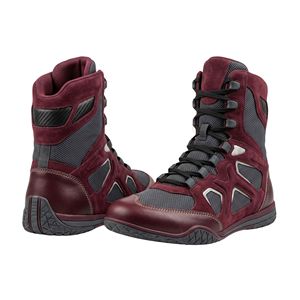 Botas de Boxeo Marrón Gris de Media Caña con Doble Costura, Soporte de Tobillo, Antideslizantes, para Entrenamiento y Sparring - Product Image 2