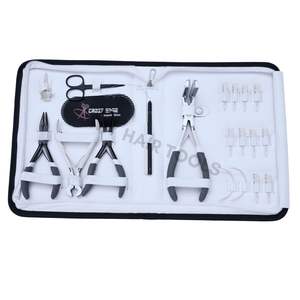 Hair Extension Tools Kit with 7In <b>Tape</b> In Plier 5 Micro Bead Crimping & Removal Pliers Keratin Bond Cutter Hook Loop Accessories - Product Image 1