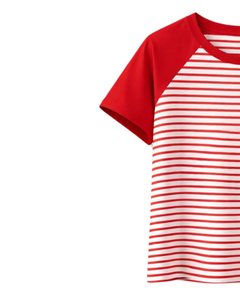 Camiseta Raglán Personalizada a Rayas Rojas y Blancas para Hombre, Camiseta Informal de Algodón para Verano, Manga en Contraste, Cuello Redondo, Fabricante y Proveedor OEM - Product Image 3