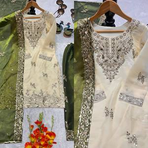 New Designer Party Wear <b>Top</b> and Palazzo Set for Women with Fancy Dupatta and Detailed Embroidery for Wedding <b>Festive</b> Occasion - Product Image 5