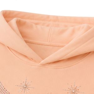 Sudadera con Capucha Extra Grande para Mujer, Diseño de Ondas con Pedrería Rosa Melocotón, Sudadera de Felpa Premium, Ropa Casual de Calle, Personalizable - Product Image 3