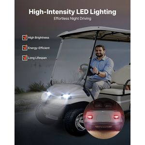 Kit Luci per Golf Cart 12 Volt Omologato per Strada con Fari LED, Luci Posteriori, Indicatori di Direzione e Interruttore di Emergenza con Cablaggio - Product Image 4