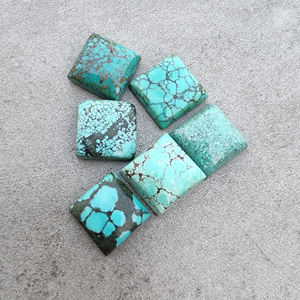 Turquesa Tibetana Natural, Cabujón Cuadrado Pulido, Parte Posterior Plana, Calibrado, Gema Suelta para Joyería, Todos los Tamaños Disponibles - Product Image 5
