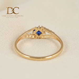 Anillos de Boda y Fiesta de Lujo Personalizados en Oro Sólido de 14 Quilates con Diamantes Cultivados en Laboratorio, Certificados por IGI, con Zafiro Azul Real Cultivado en Laboratorio - Product Image 5